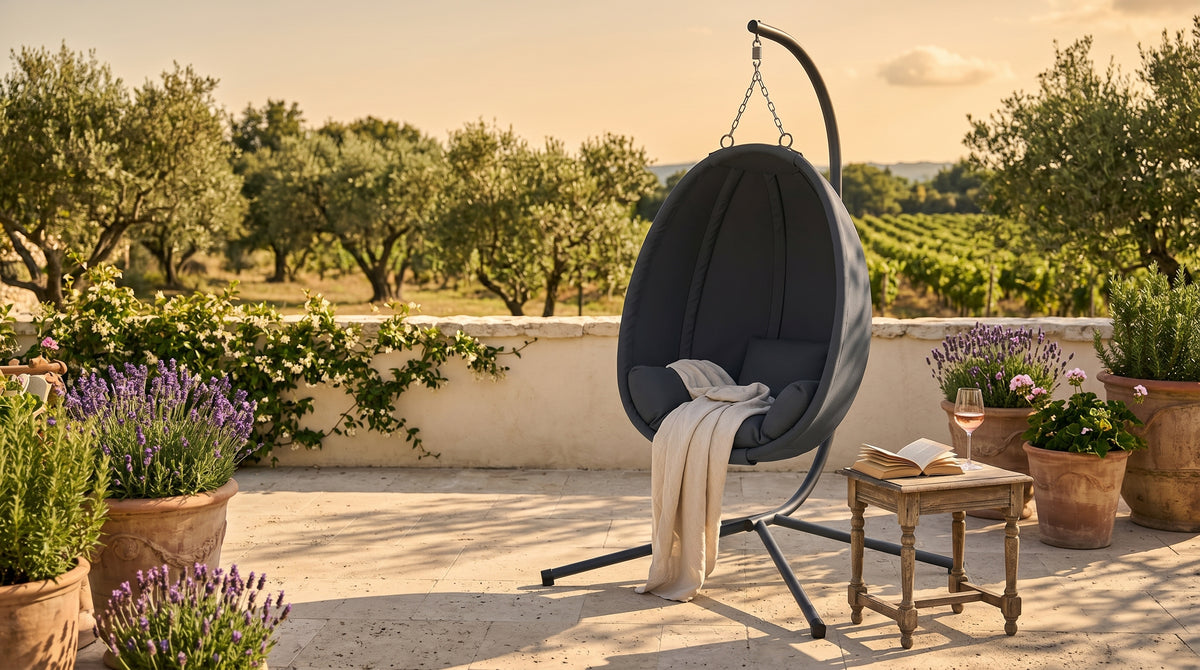 Le Cap-Ferrat, Fauteuil Suspendu en Tissu Anthracite | Summerbed