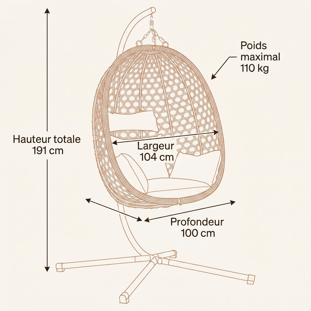 L’Estérel, Fauteuil Suspendu Polyrotin Café Pliable | Summerbed