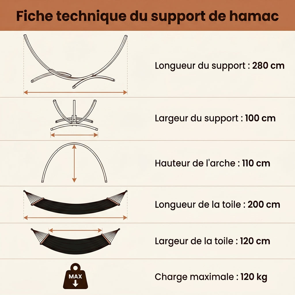 Le Ventoux, Hamac sur Pied Noir avec Support | Summerbed