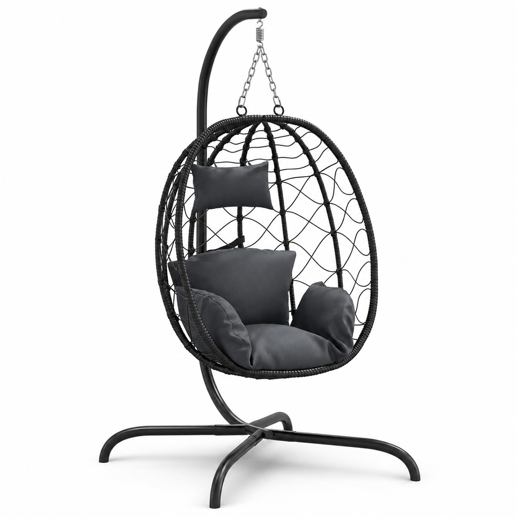 Le Mistral, Fauteuil Suspendu en Rotin Noir | Summerbed