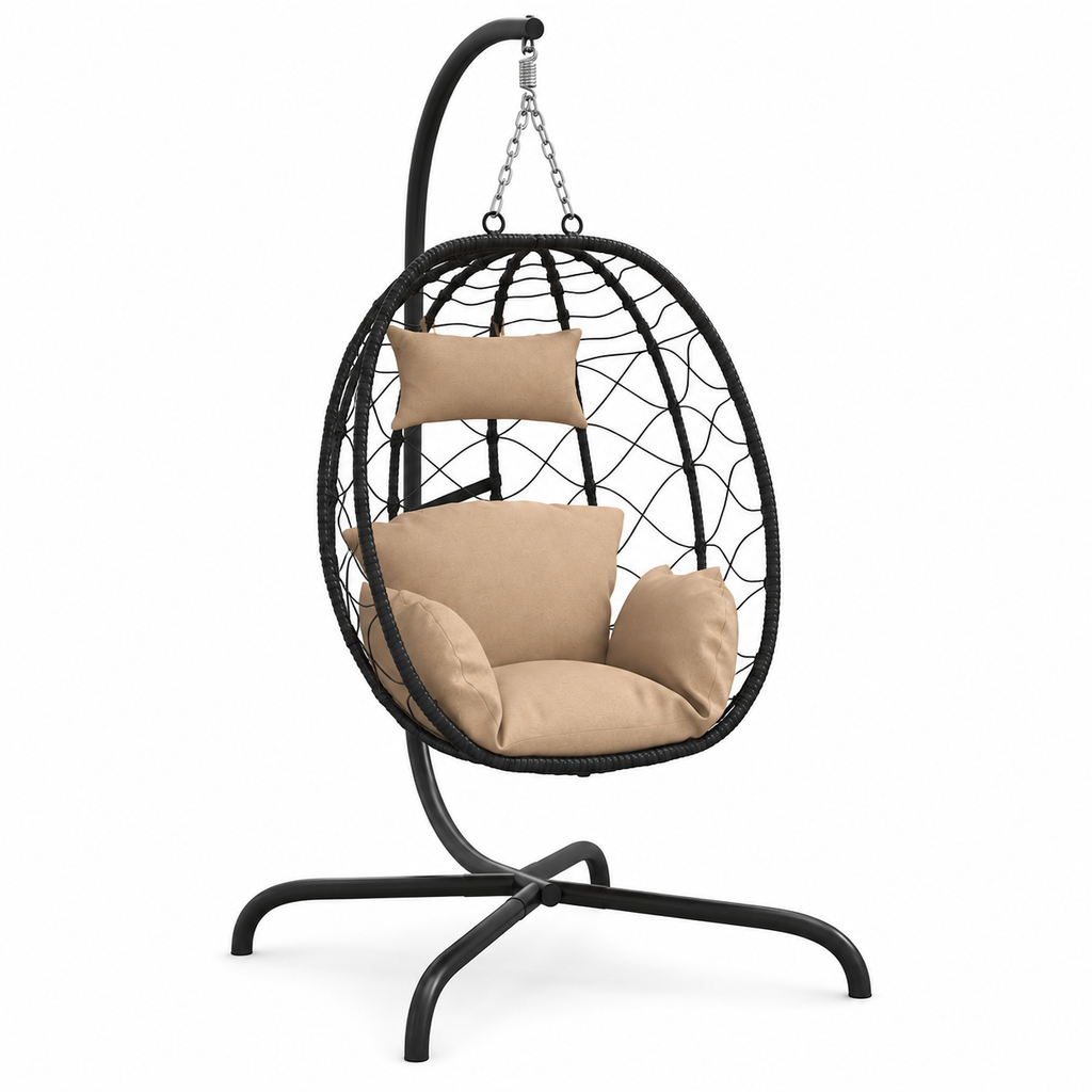 Le Mistral, Fauteuil Suspendu en Rotin Noir | Summerbed